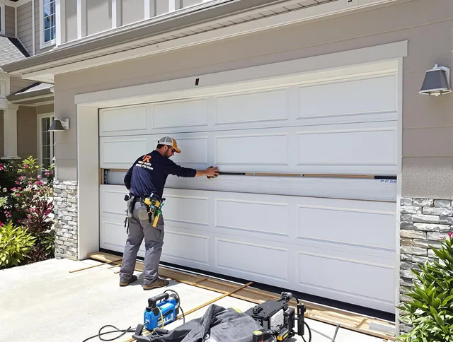 Westmont Garage Door Repair team performing complete garage door replacement at Westmont residence